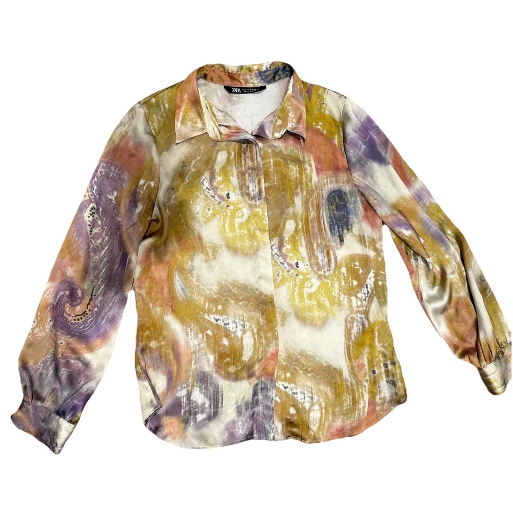 Zara Womens Top Shirt Button Floral Size M